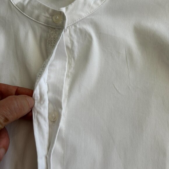 Ann Taylor White Blouse/Shirt/Top Mandarin Collar Sequins Long Sleeves Size 6 - Picture 5 of 11